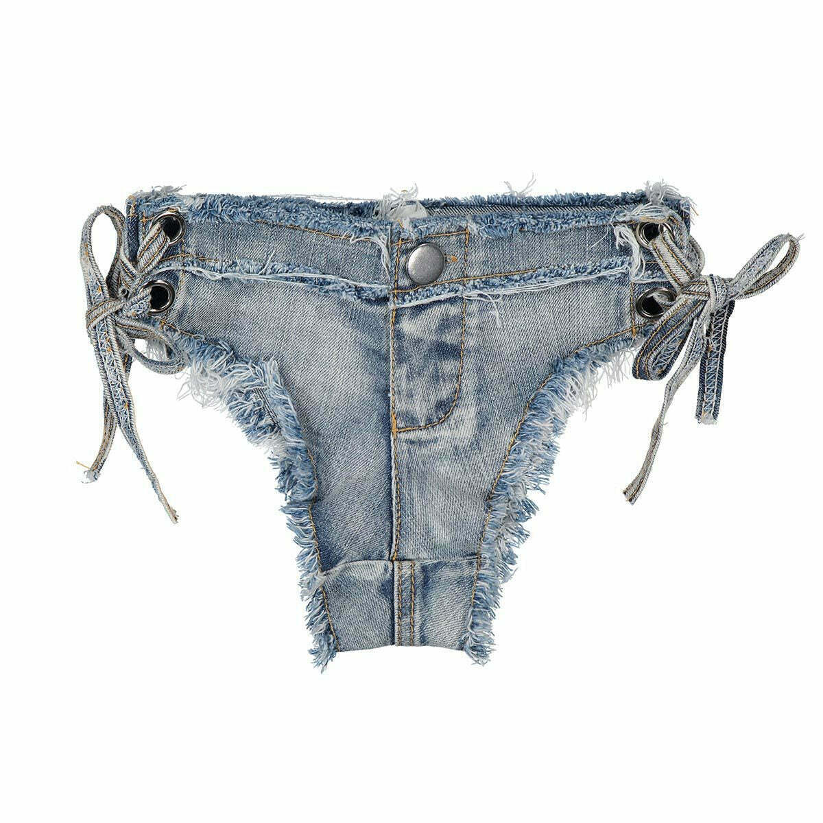 Y2K Aesthetic Denim Print Bikini Set for Women - Sexy and Stylish Retro Swimwear