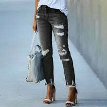 Y2K Aesthetic Denim Skirt Set with Edgy Fringe Ankle Detail
