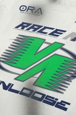 Y2K Aesthetic Dirt Track Racing Graphic Long Sleeve Shirt