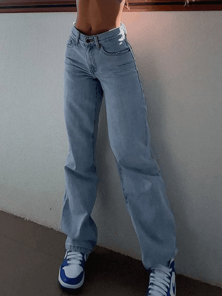 Y2K Aesthetic Distressed Baggy Ripped Jeans - Coquette Grunge & Pastel Goth Style
