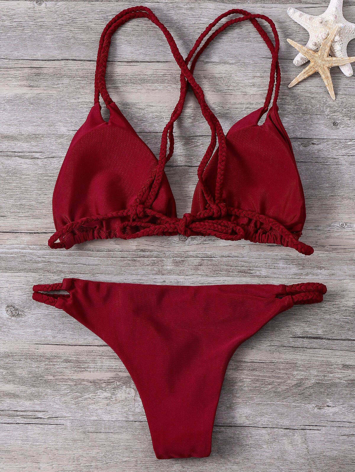 Y2K Aesthetic Double-Strap Braided Bikini Set for Niche Women Fashion