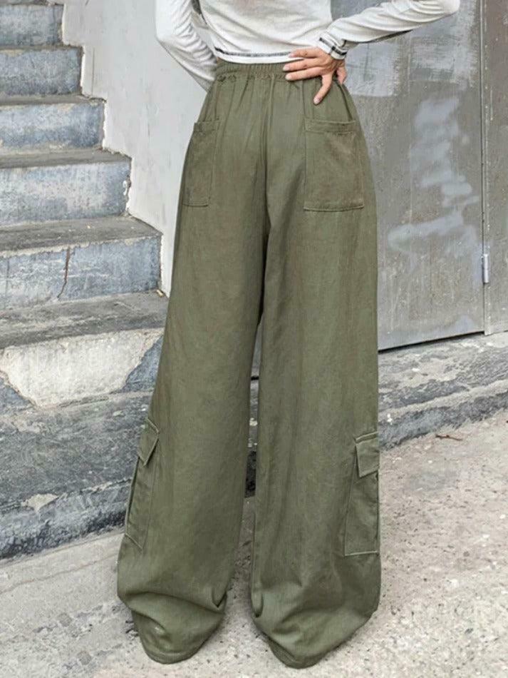 Y2K Aesthetic Drawstring Cargo Pants for Women - Coquette Grunge Style with Streetwear Vibe