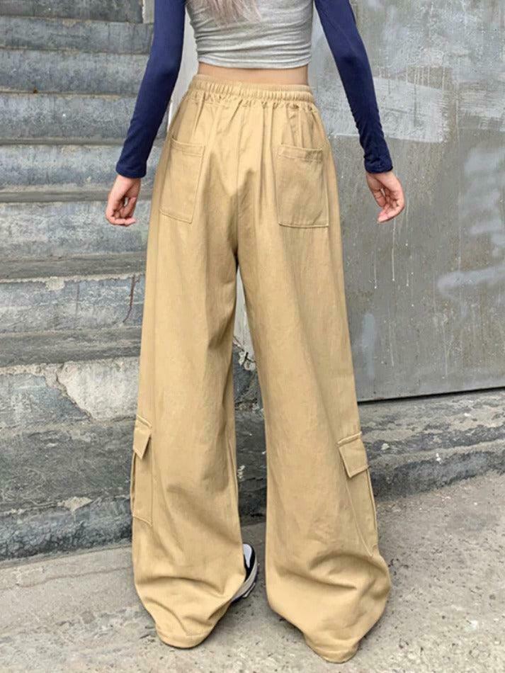 Y2K Aesthetic Drawstring Cargo Pants for Women - Coquette Grunge Style with Streetwear Vibe