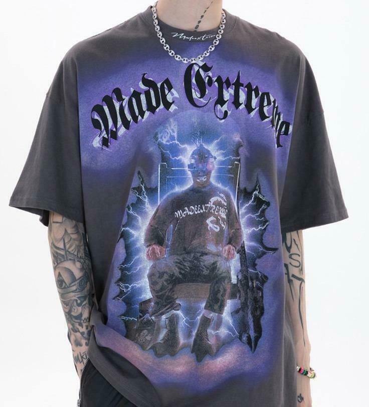 Y2K Aesthetic Electrocution T-Shirt for Women - Coquette Grunge Style with a Touch of Old Money
