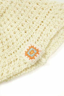 Y2K Aesthetic Embroidery Crochet Bucket Hat for Women - Coquette Style Grunge Fashion Accessory