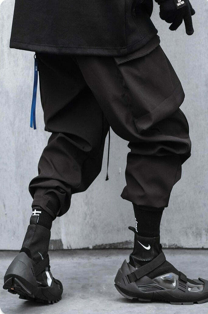 Y2K Aesthetic Extended Belt Strap Cargo Pants for Women - Grunge Style with Coquette Touch