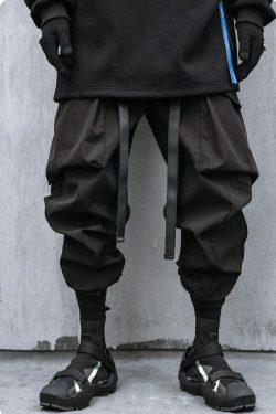 Y2K Aesthetic Extended Belt Strap Cargo Pants for Women - Grunge Style with Coquette Touch