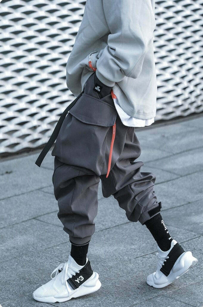 Y2K Aesthetic Extended Belt Strap Cargo Pants for Women - Grunge Style with Coquette Touch