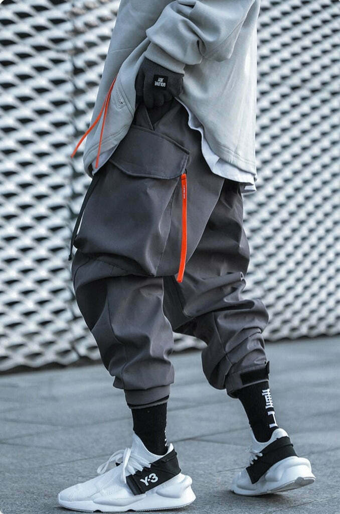 Y2K Aesthetic Extended Belt Strap Cargo Pants for Women - Grunge Style with Coquette Touch