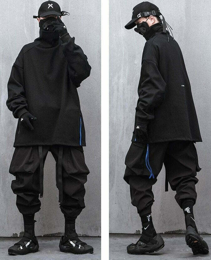 Y2K Aesthetic Extended Belt Strap Cargo Pants for Women - Grunge Style with Coquette Touch