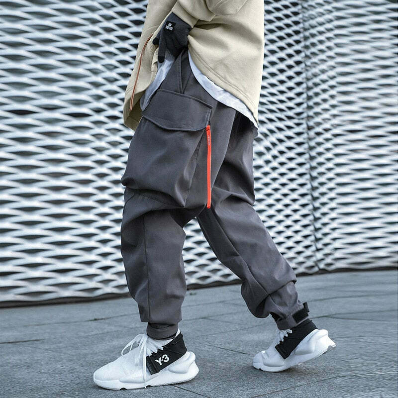 Y2K Aesthetic Extended Belt Strap Cargo Pants for Women - Grunge Style with Coquette Touch