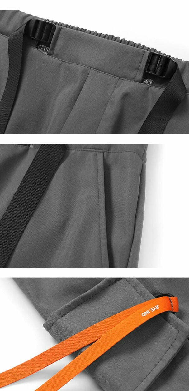 Y2K Aesthetic Extended Belt Strap Cargo Pants for Women - Grunge Style with Coquette Touch