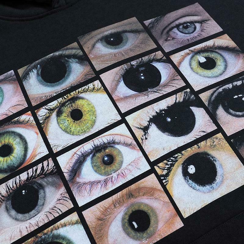 Y2K Aesthetic Eye Graphic Hoodie for Women - Coquette Style Grunge Fashion with Pastel Goth Vibes