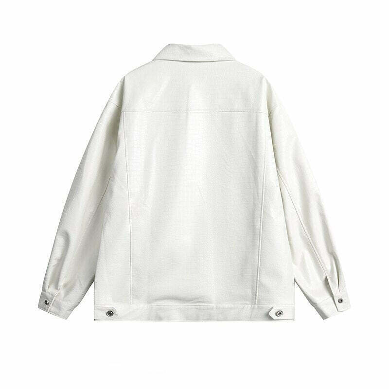 Y2K Aesthetic Faux Crocodile Leather Jacket - Coquette Style Grunge Fashion with Old Money Elegance