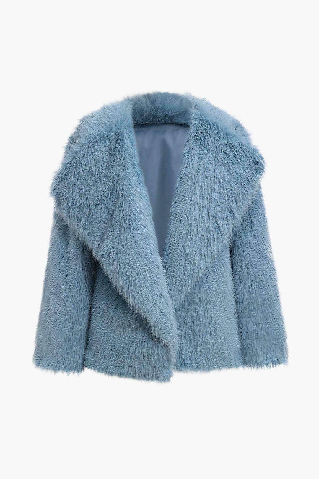 Y2K Aesthetic Faux Fur Lapel Coat for Women - Coquette Style Grunge Fashion with Pastel Goth Vibes