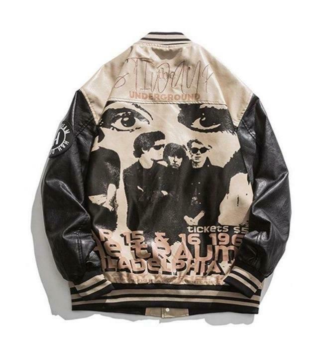 Y2K Aesthetic Faux Leather 1968 Varsity Jacket for Women - Coquette & Grunge Style