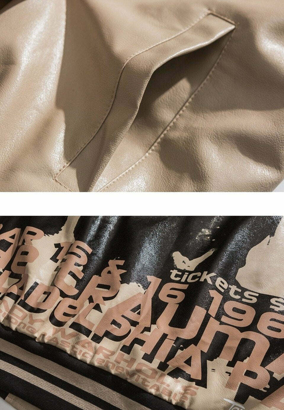 Y2K Aesthetic Faux Leather 1968 Varsity Jacket for Women - Coquette & Grunge Style