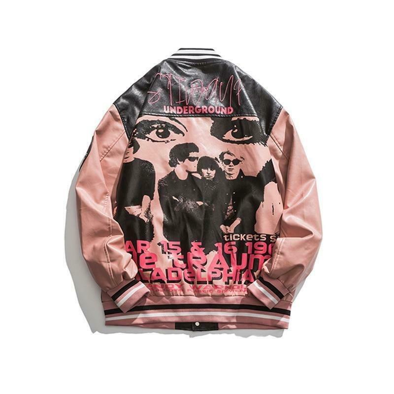 Y2K Aesthetic Faux Leather 1968 Varsity Jacket for Women - Coquette & Grunge Style