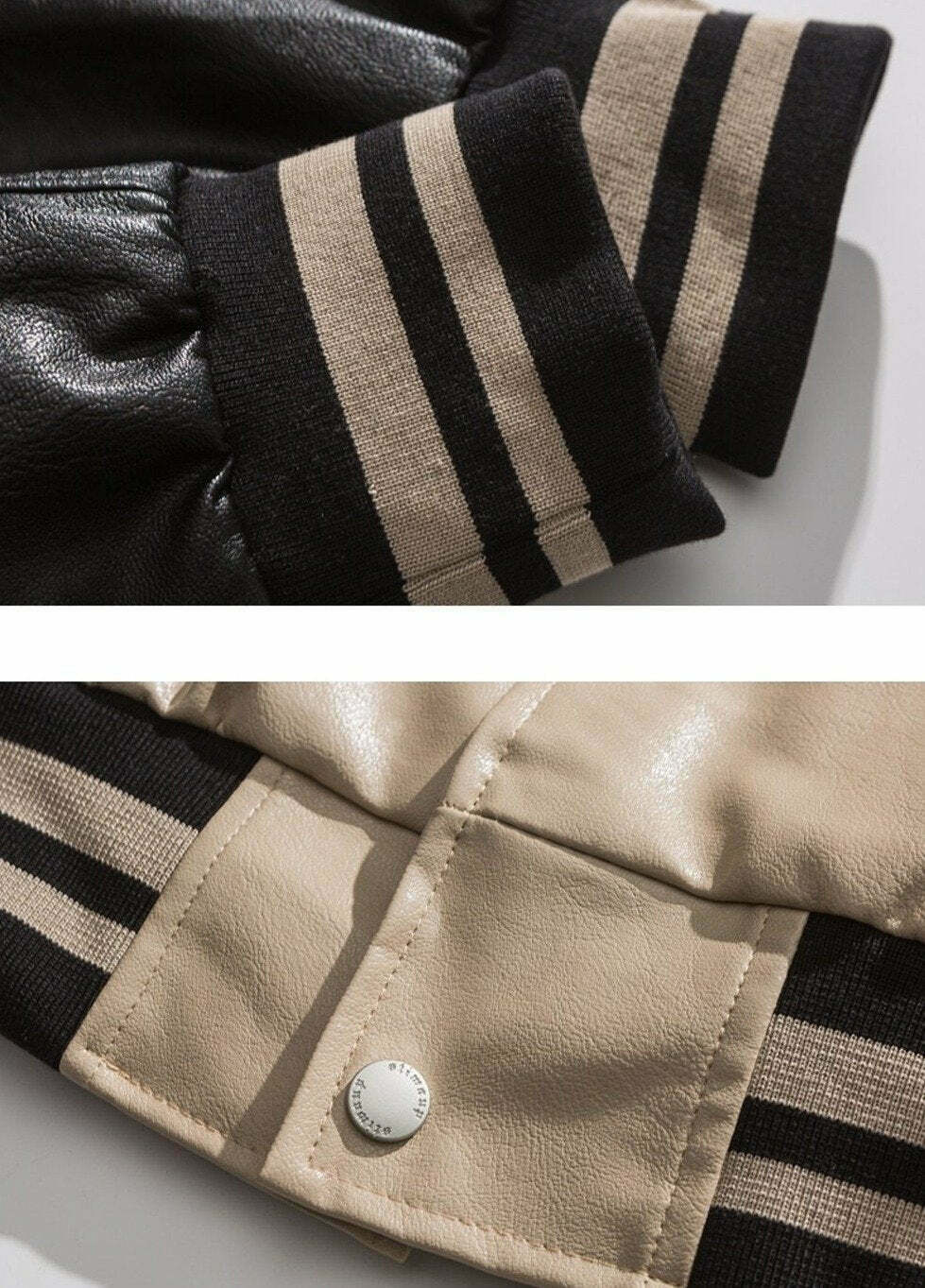 Y2K Aesthetic Faux Leather 1968 Varsity Jacket for Women - Coquette & Grunge Style