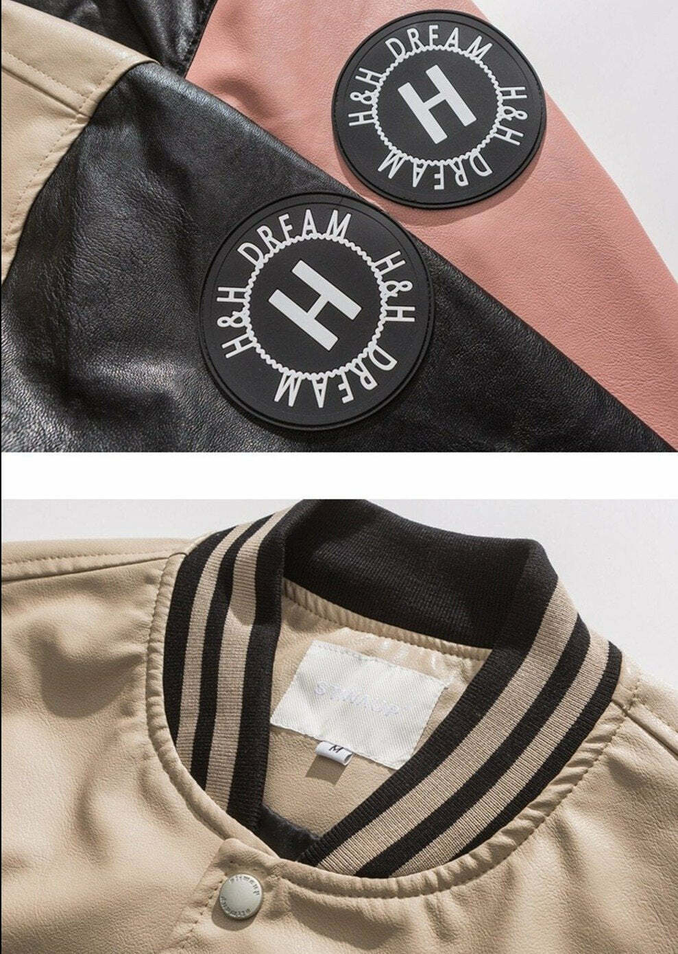 Y2K Aesthetic Faux Leather 1968 Varsity Jacket for Women - Coquette & Grunge Style