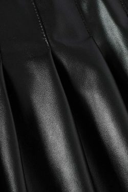 Y2K Aesthetic Faux Leather Pleated Mini Skirt for Women - Coquette Style Grunge Fashion Outfit