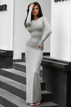 Y2K Aesthetic Fishtail Maxi Dress - Coquette Grunge with Pastel Goth Vibes