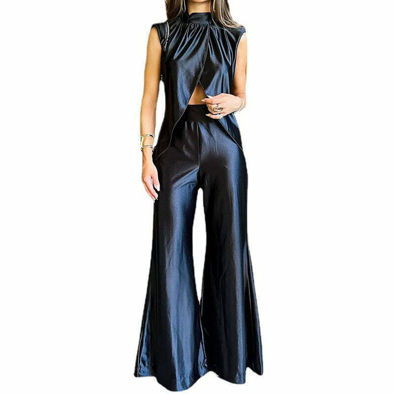 Y2K Aesthetic Flared Suit Set - Coquette & Grunge Style Two-Piece Outfit for Women