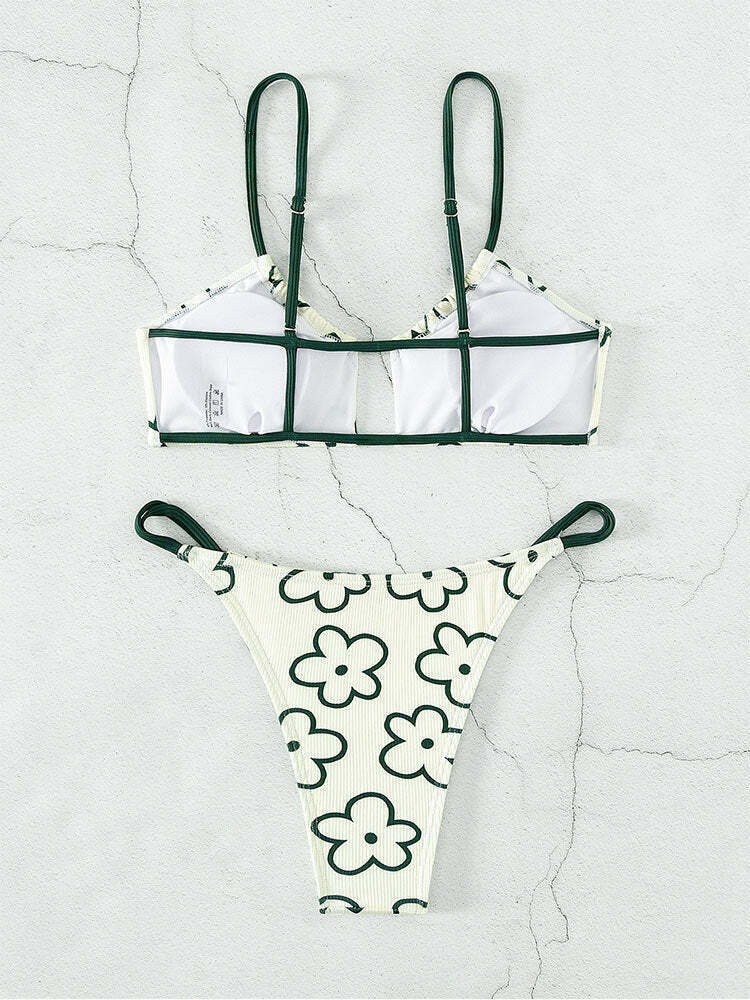 Y2K Aesthetic Floral Beach Bikini - Coquette Style for Women
