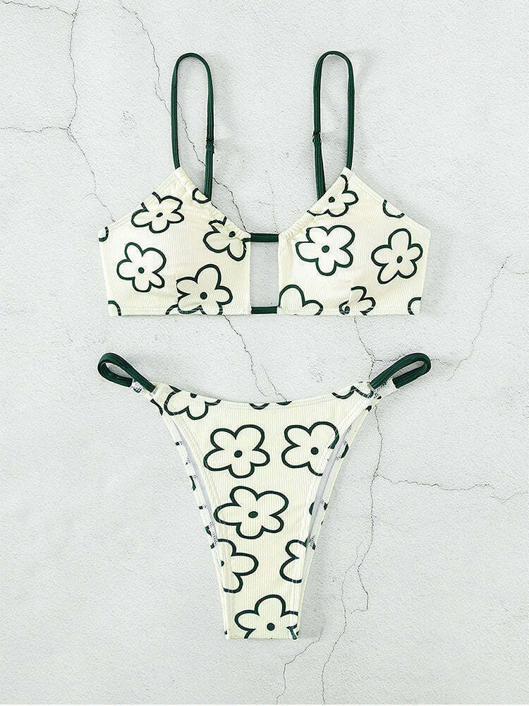 Y2K Aesthetic Floral Beach Bikini - Coquette Style for Women
