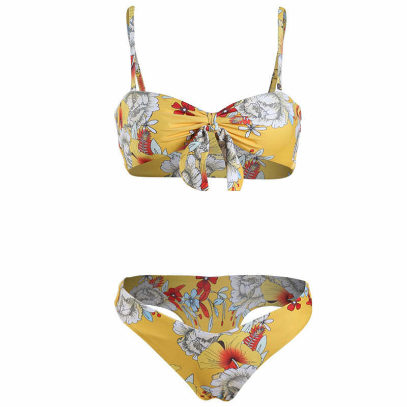 Y2K Aesthetic Floral Bikini Set - Coquette Style High Leg Swimsuit