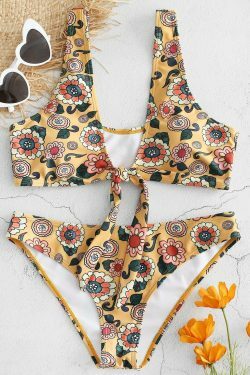 Y2K Aesthetic Floral Bikini Set with Unique Knot Detail