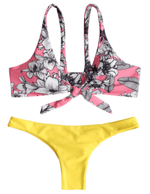 Y2K Aesthetic Floral Knot Scrunch Butt Bikini - Coquette Style for Women's Fashion