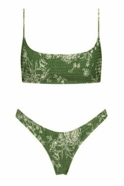 Y2K Aesthetic Floral Print Smocked Bikini Set - Vintage-inspired Swimwear for Trendy Women