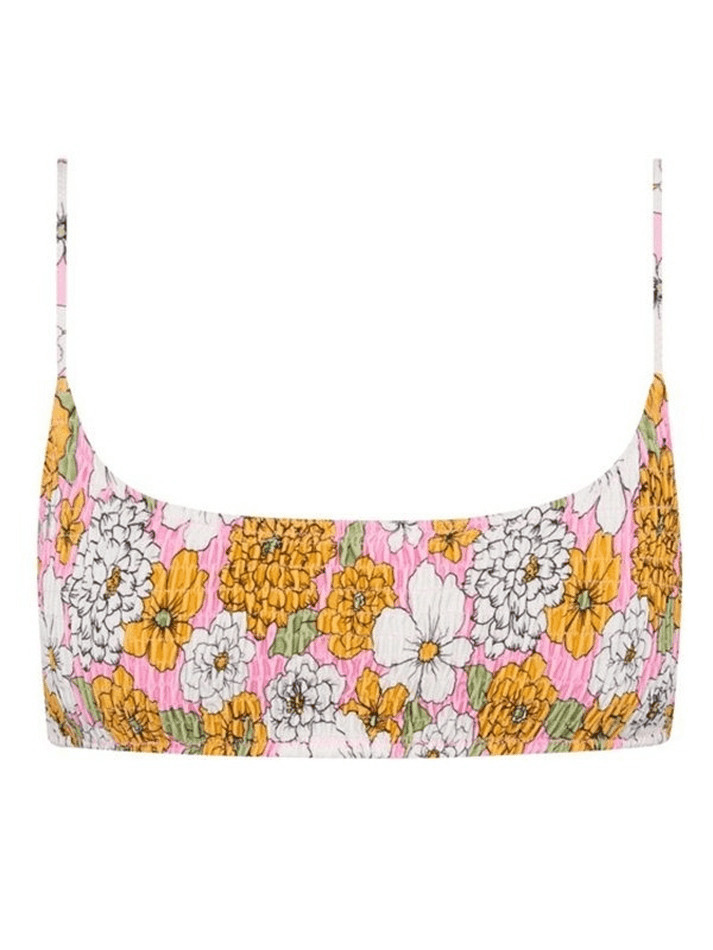 Y2K Aesthetic Floral Print Smocked Bikini Set - Vintage-inspired Swimwear for Trendy Women