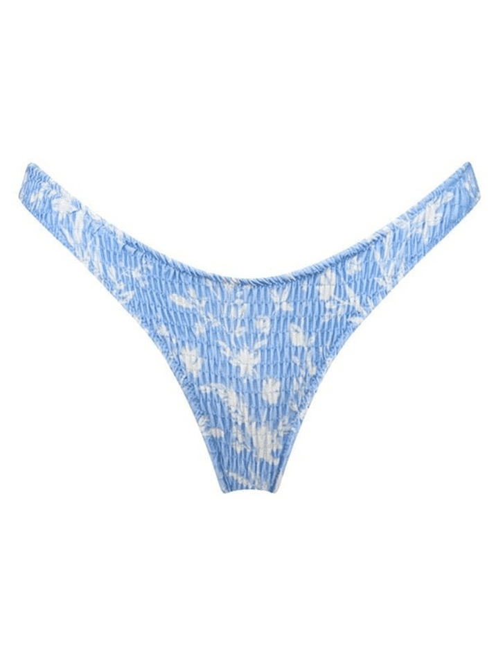 Y2K Aesthetic Floral Print Smocked Bikini Set - Vintage-inspired Swimwear for Trendy Women