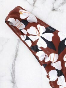 Y2K Aesthetic Flower Print Bandeau Bikini Set for Women - Coquette Style Swimwear