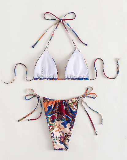 Y2K Aesthetic Flower Print Plunge Bikini Set - Retro Style Swimwear for Women