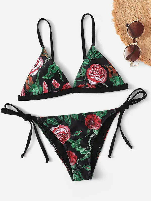 Y2K Aesthetic Flower String Bikini Set for Niche Women Fashion