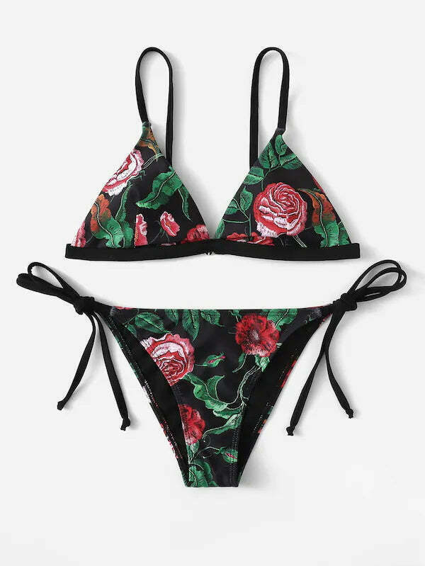Y2K Aesthetic Flower String Bikini Set for Niche Women Fashion
