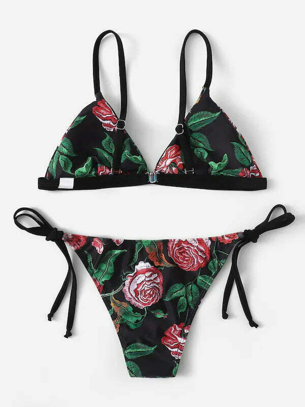 Y2K Aesthetic Flower String Bikini Set for Niche Women Fashion