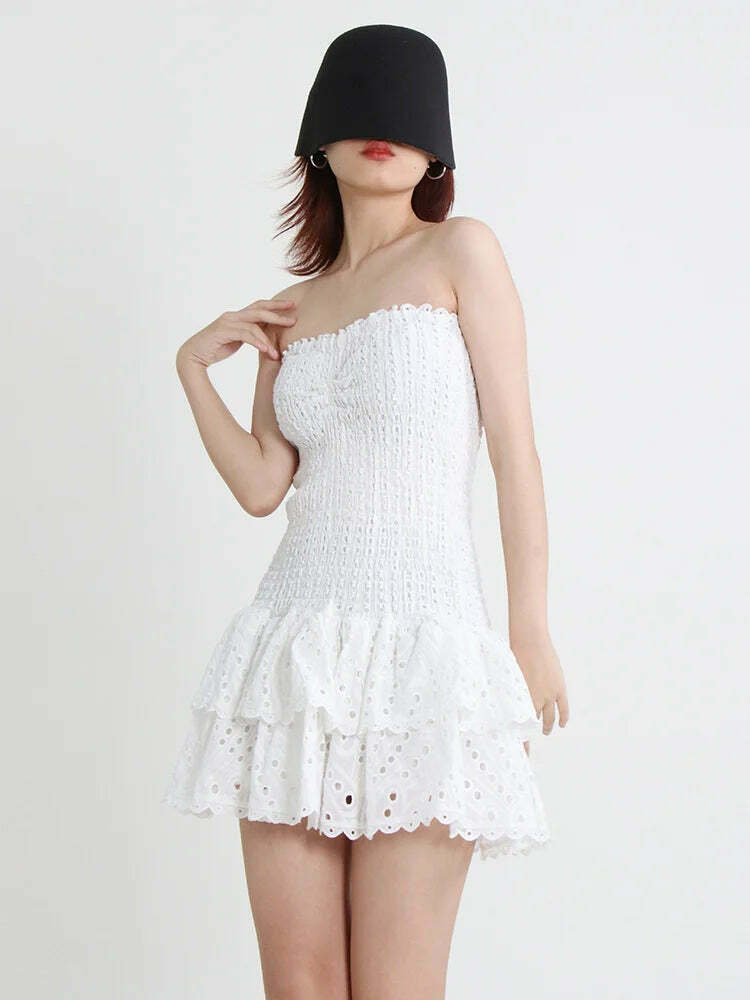 Y2K Aesthetic Forever Flourish Mini Dress - Coquette Style Strapless Fashion Statement