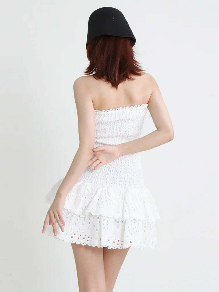 Y2K Aesthetic Forever Flourish Mini Dress - Coquette Style Strapless Fashion Statement