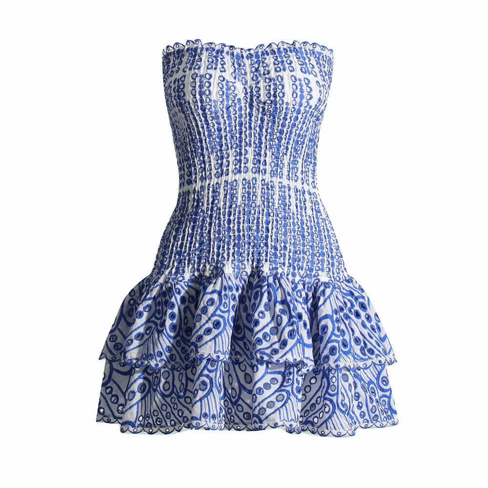 Y2K Aesthetic Forever Flourish Mini Dress - Coquette Style Strapless Fashion Statement