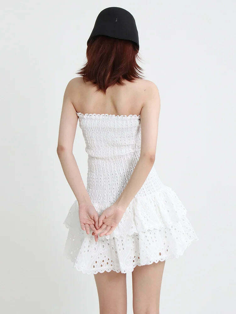 Y2K Aesthetic Forever Flourish Mini Dress - Coquette Style Strapless Fashion Statement