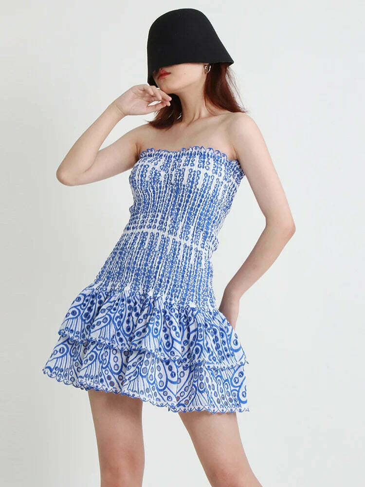 Y2K Aesthetic Forever Flourish Mini Dress - Coquette Style Strapless Fashion Statement
