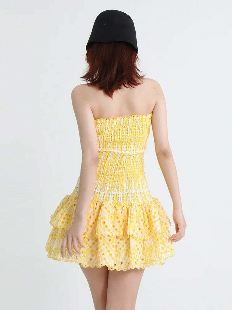Y2K Aesthetic Forever Flourish Mini Dress - Coquette Style Strapless Fashion Statement