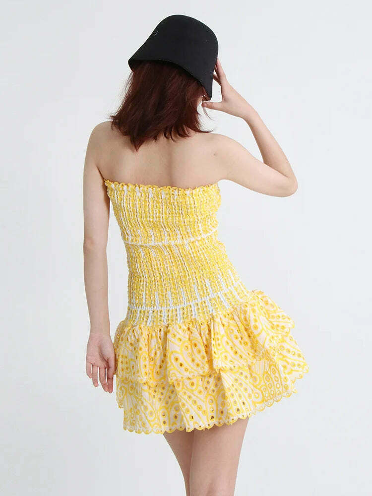 Y2K Aesthetic Forever Flourish Mini Dress - Coquette Style Strapless Fashion Statement