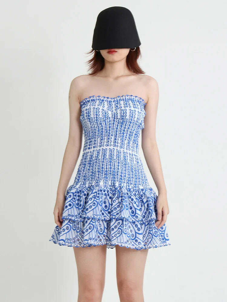 Y2K Aesthetic Forever Flourish Mini Dress - Coquette Style Strapless Fashion Statement
