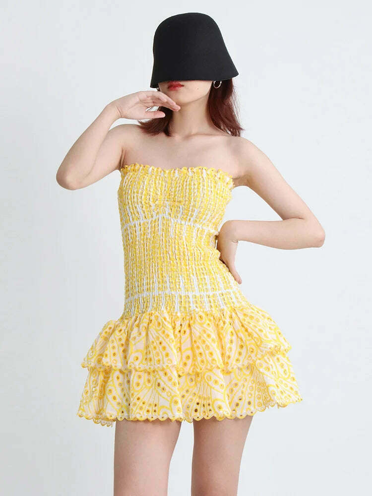 Y2K Aesthetic Forever Flourish Mini Dress - Coquette Style Strapless Fashion Statement