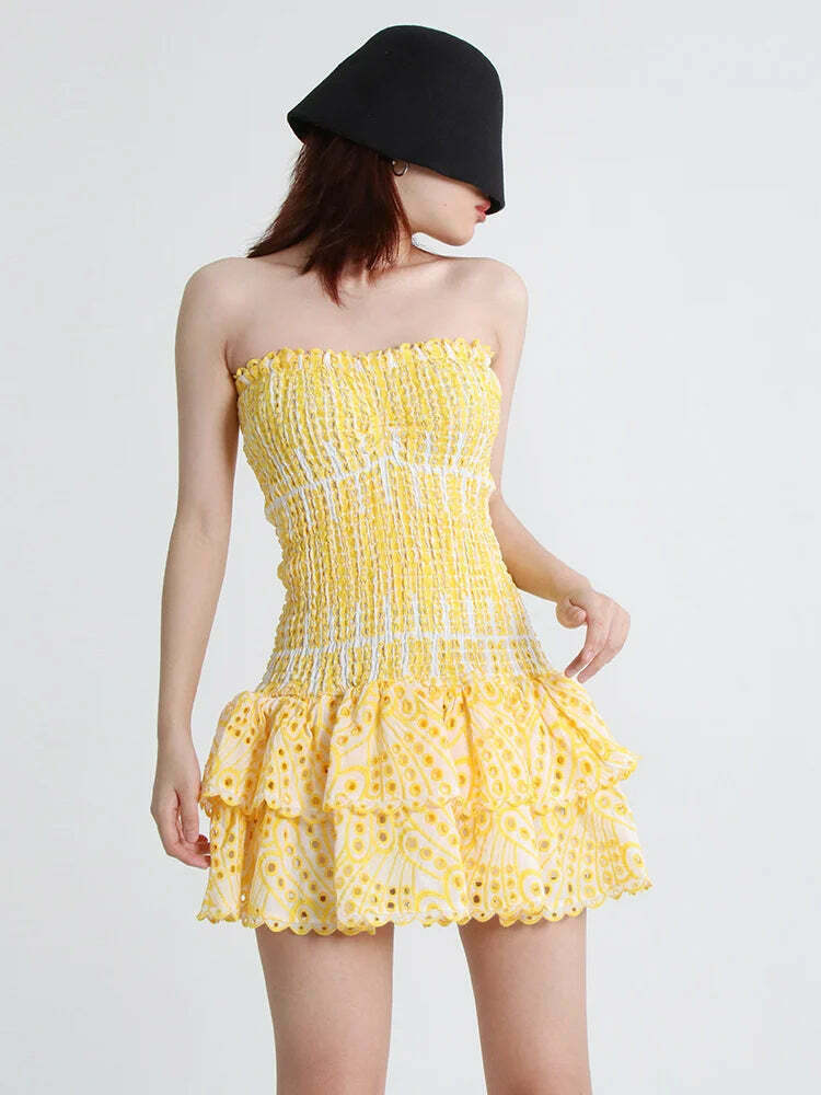 Y2K Aesthetic Forever Flourish Mini Dress - Coquette Style Strapless Fashion Statement